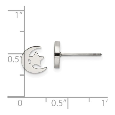 Stainless Steel Moon Star Stud Earrings – view 5