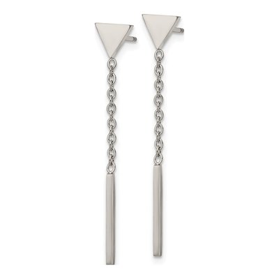 Stainless Steel Bar Triangle Dangle Earrings – view 3