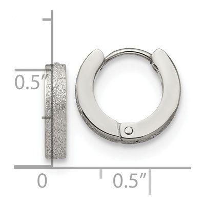 Stainless Steel 13mm Sandblasted Huggie Hoop Earrings – view 5