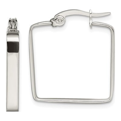 Stainless Steel 20mm Square Hoop Earrings