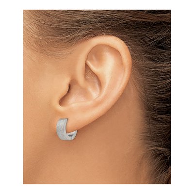 Stainless Steel 13mm Sandblasted Huggie Hoop Earrings – view 4
