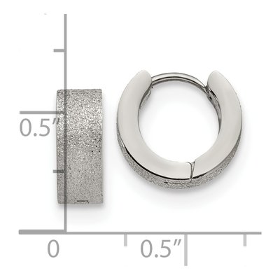 Stainless Steel 13mm Sandblasted Huggie Hoop Earrings – view 5