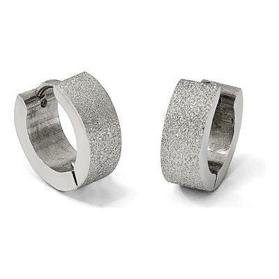 Stainless Steel 13mm Sandblasted Huggie Hoop Earrings – view 6