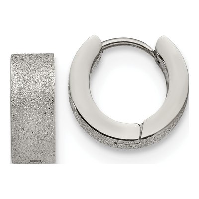 Stainless Steel 13mm Sandblasted Huggie Hoop Earrings