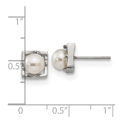 Stainless Steel Round Simulated Pearl Stud Earrings – view 5