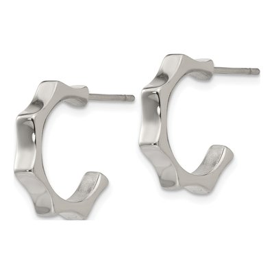 Stainless Steel 15mm Studded Hoop Earrings – view 3