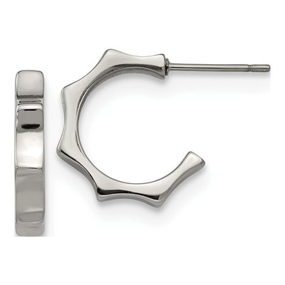 Stainless Steel 15mm Studded Hoop Earrings