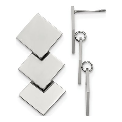 Stainless Steel Square Dangle Earrings
