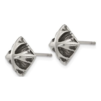 Stainless Steel Antiqued Button Stud Earrings – view 3