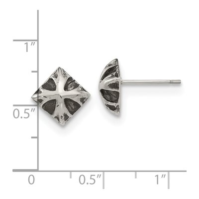 Stainless Steel Antiqued Button Stud Earrings – view 5