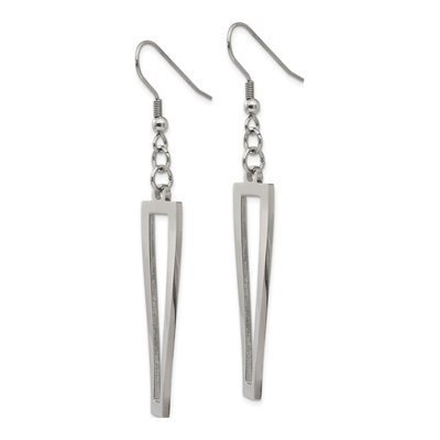 Stainless Steel Twisted Rectangle Dangle Earrings – view 3