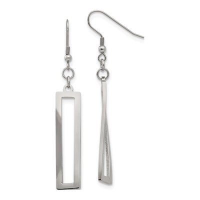 Stainless Steel Twisted Rectangle Dangle Earrings