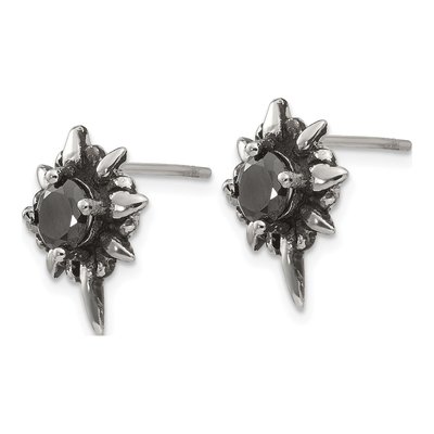 Stainless Steel Round CZ Button Stud Earrings – view 3