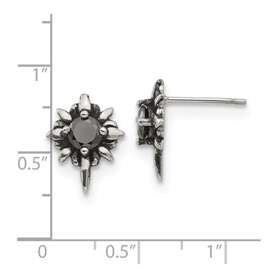 Stainless Steel Round CZ Button Stud Earrings – view 5