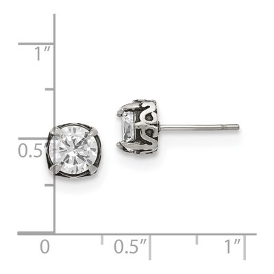 Stainless Steel Round CZ Stud Earrings – view 5