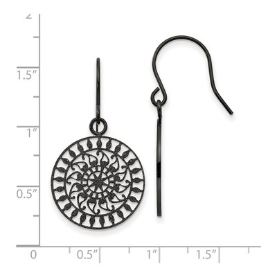 Black Stainless Steel Laser Cut Dangle Earrings – view 5
