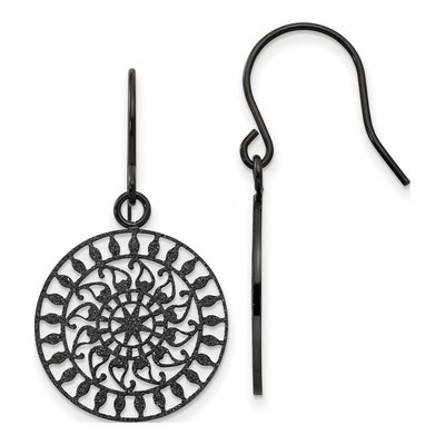 Black Stainless Steel Laser Cut Dangle Earrings
