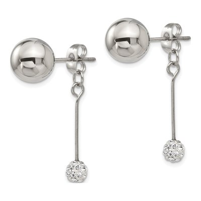 Stainless Steel Crystal Front Back Dangle Earrings – view 3