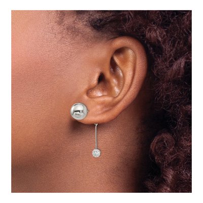 Stainless Steel Crystal Front Back Dangle Earrings – view 4