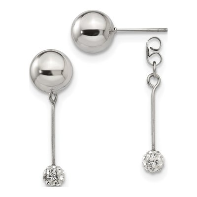 Stainless Steel Crystal Front Back Dangle Earrings