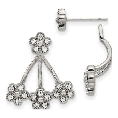 Stainless Steel Crystal Dangle Earrings