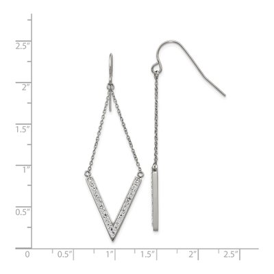 Stainless Steel Crystal V-Shape Dangle Earrings – view 5