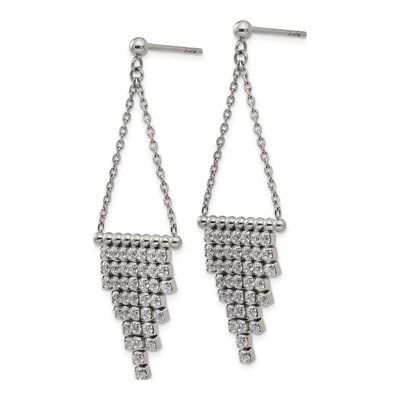 Stainless Steel CZ Dangle Earrings – view 3
