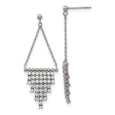 Stainless Steel CZ Dangle Earrings