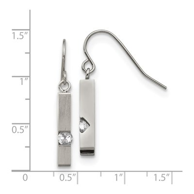 Stainless Steel CZ Bar Dangle Earrings – view 5