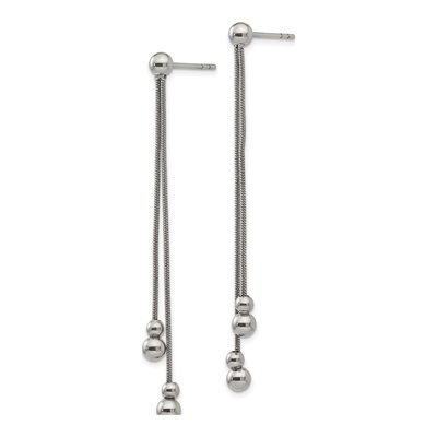 Stainless Steel Beaded Snake Dangle Earrings – view 3
