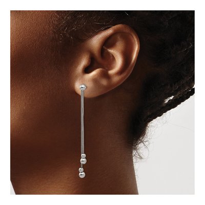 Stainless Steel Beaded Snake Dangle Earrings – view 4