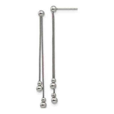 Stainless Steel Beaded Snake Dangle Earrings