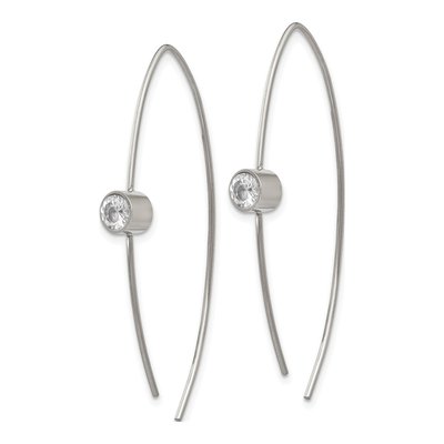 Stainless Steel CZ Threader Earrings – view 3