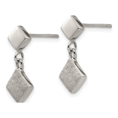 Stainless Steel Laser-Cut Dangle Earrings – view 3