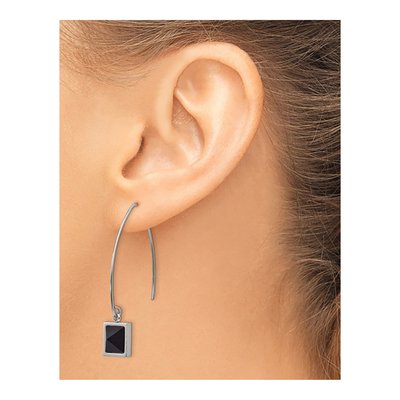 Stainless Steel Black Carbon Fiber Threader Earrings – view 4