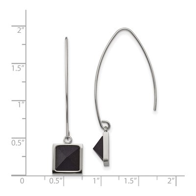 Stainless Steel Black Carbon Fiber Threader Earrings – view 5