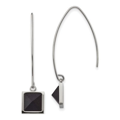 Stainless Steel Black Carbon Fiber Threader Earrings