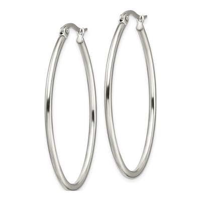 Stainless Steel 45mm Oval Hoop Earrings – view 5