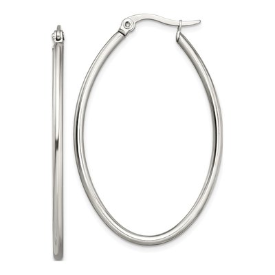 Stainless Steel 45mm Oval Hoop Earrings