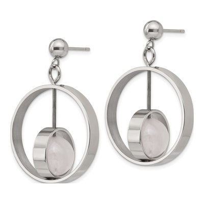 Stainless Steel Quartz Dangle Earrings – view 3