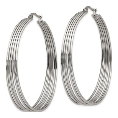 Stainless Steel 55mm Wire Hoop Earrings – view 3