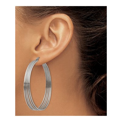 Stainless Steel 55mm Wire Hoop Earrings – view 4