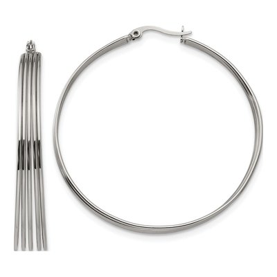 Stainless Steel 55mm Wire Hoop Earrings