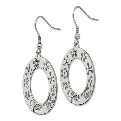 Stainless Steel Flower Cut Out Dangle Earrings – view 3