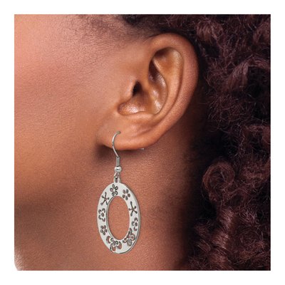 Stainless Steel Flower Cut Out Dangle Earrings – view 4