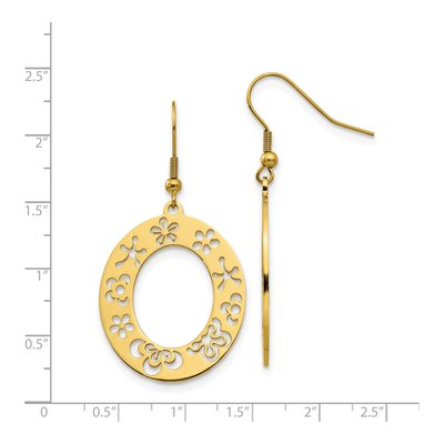 Stainless Steel IP Flower Cutout Dangle Earrings – view 5