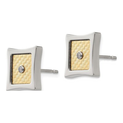 Stainless Steel Round Diamond Square Stud Earrings – view 3
