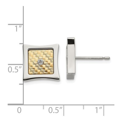 Stainless Steel Round Diamond Square Stud Earrings – view 5