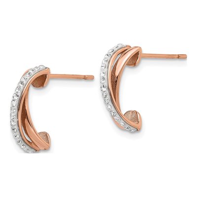 Stainless Steel 13mm IP Crystal Hoop Earrings – view 3