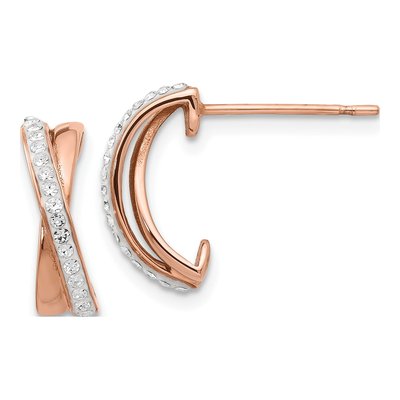 Stainless Steel 13mm IP Crystal Hoop Earrings